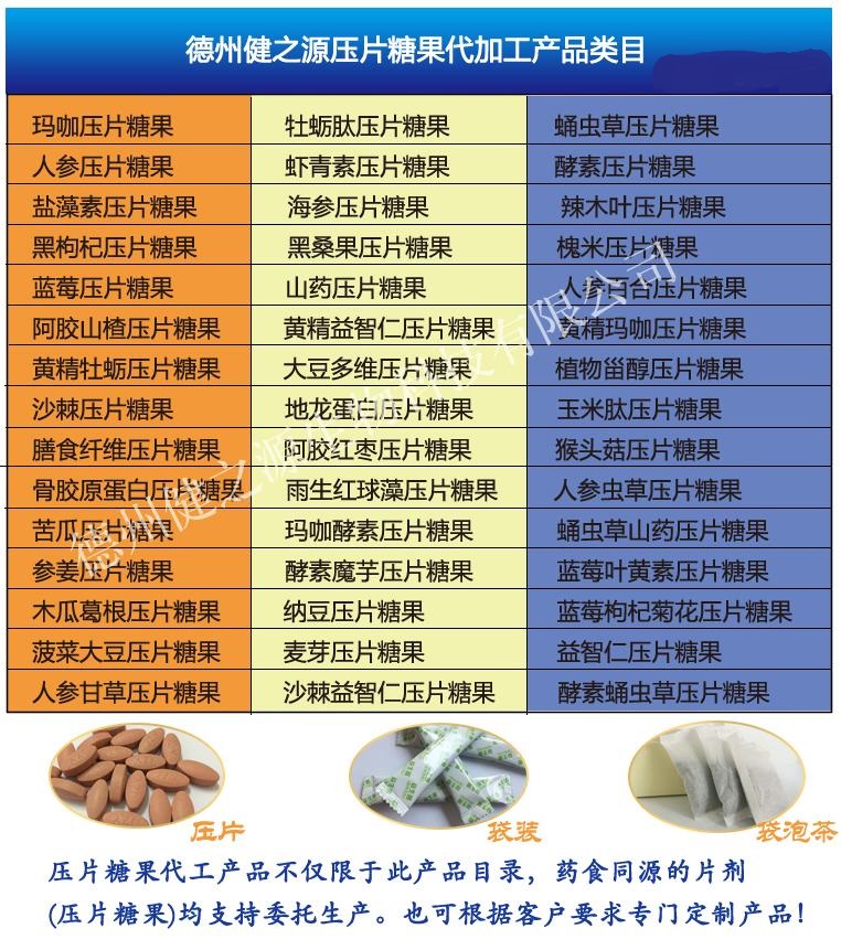 壓片糖果 固體飲料 OEM 代加工 生產 企業(yè) 廠家 德州健之源